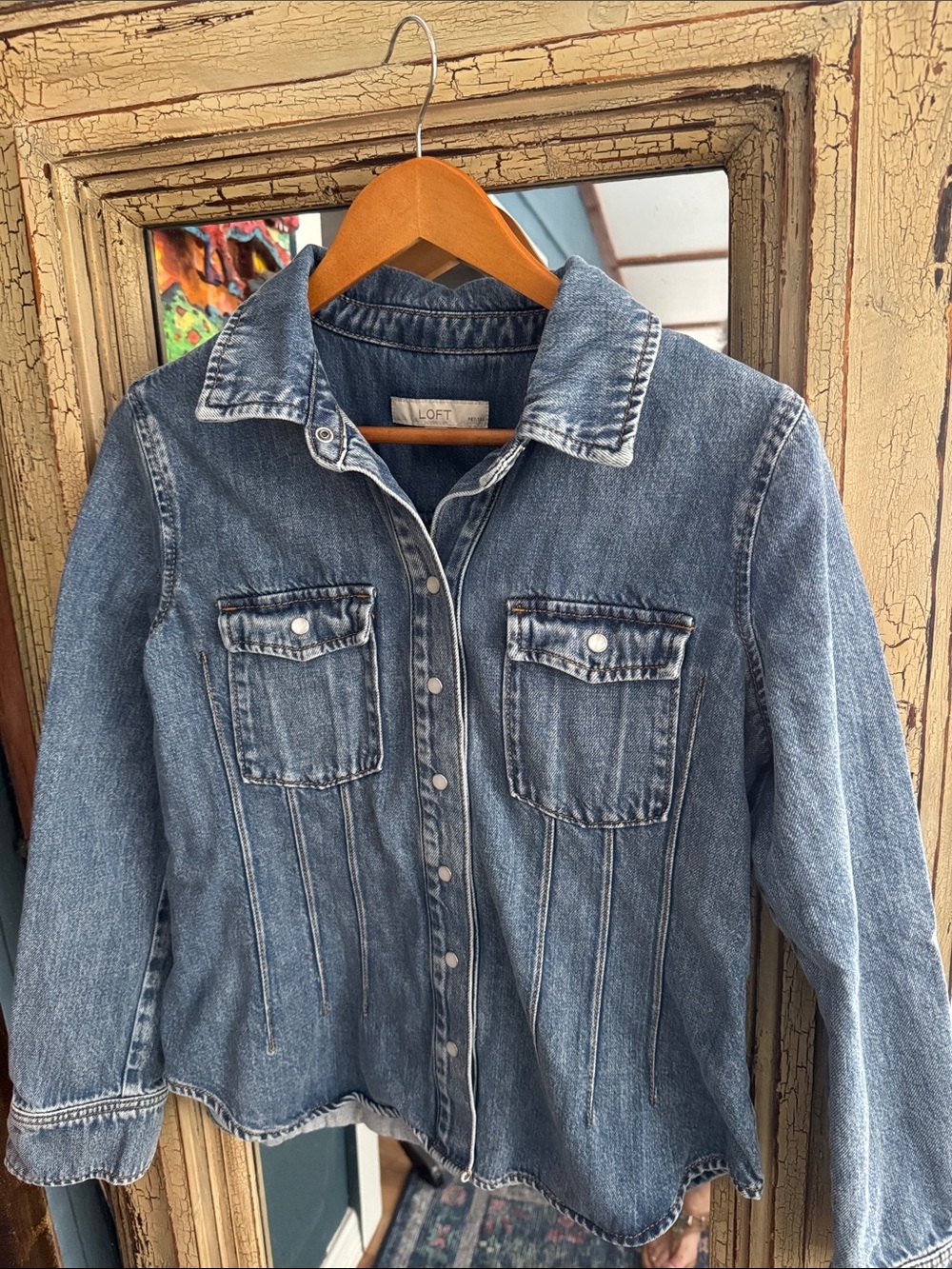 LOFT Vintage Washed Blue Denim Button-Up Jacket